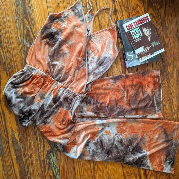 Young Fabulous Broke Lavender Rose Pink Velvet Tie Dye Jumpsuit XS - Picture 4 of 14